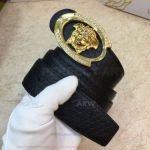 Perfect Replica Versace Medusa Buckle Belt - Honeycomb Engraved Leather